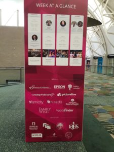 RootsTech Sign 'week at a glance'