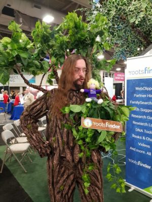 'rootsfinder' man dressed up as a tree