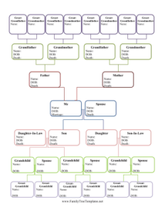 Hourglass family tree diagram
