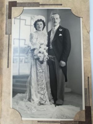 Pam's parents on their wedding day, Harry Woolston and Ray Marks