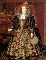 Elizabeth I in a renaissance era gown
