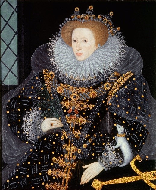 Elizabeth I in a renaissance era gown