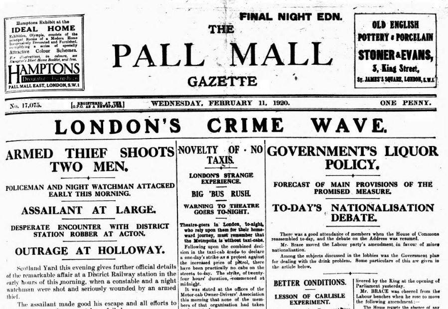 "London's Crime Wave" newspaper article