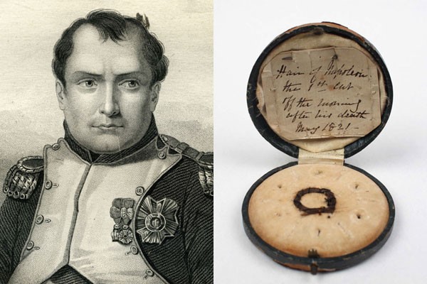 Napoleon and a lock of his hair in a case