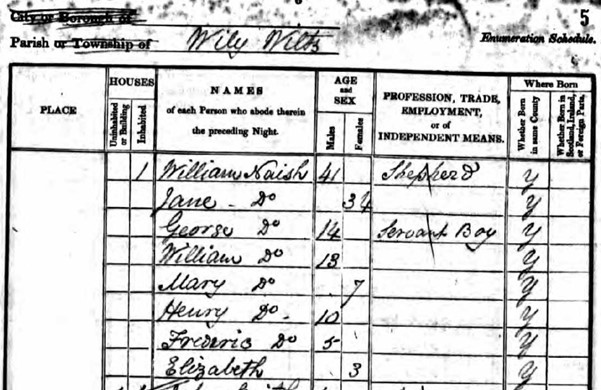 1841 Census, Wylye, Wiltshire