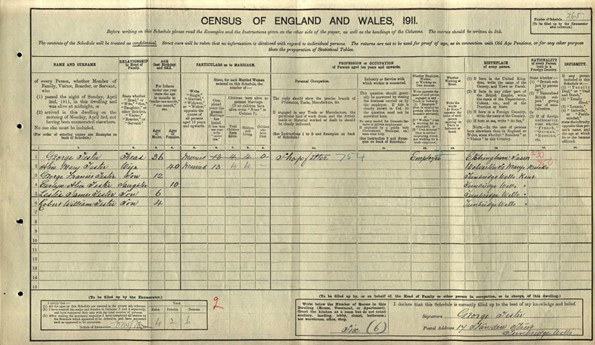 The Tester family on the 1911 census.